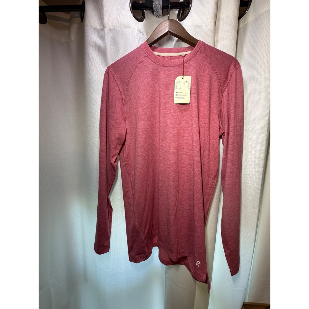Right of Way Felix Mens Long Sleeve Tee Shirt Pink Heather Active Small NWT